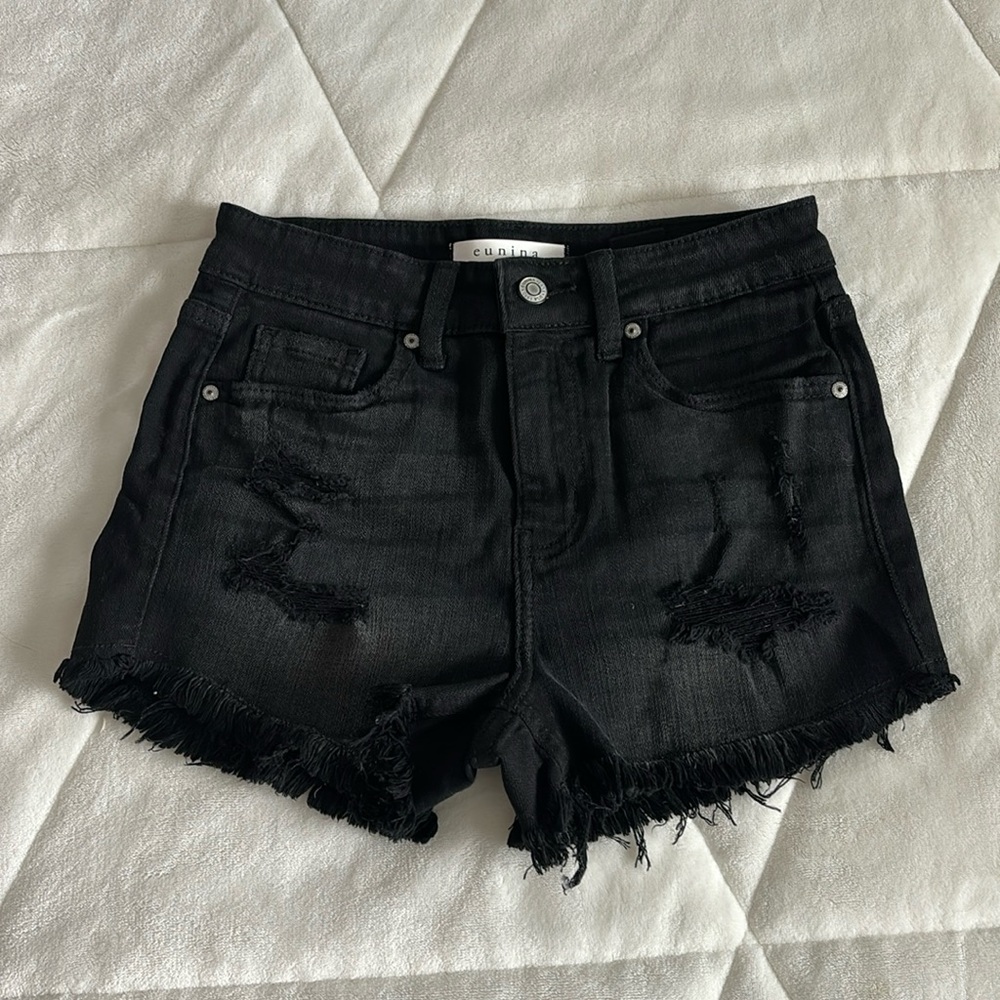 eunina super high rise cut off black shorts